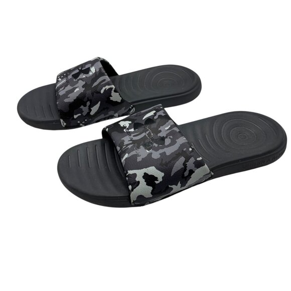 Under Armour Slide Sandals Black Gray Camouflage Men US 8 EU 41 Durable Comfort - Picture 1 of 5